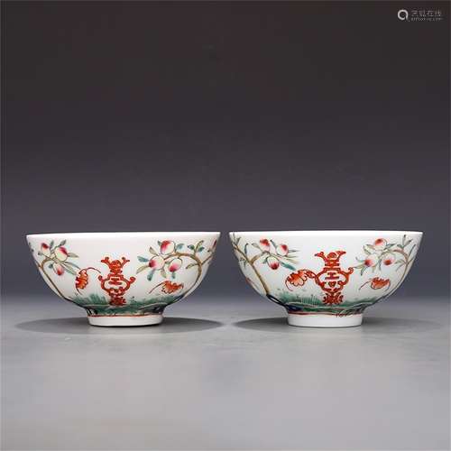 A Pair of Chinese Famille-Rose Porcelain Bowls