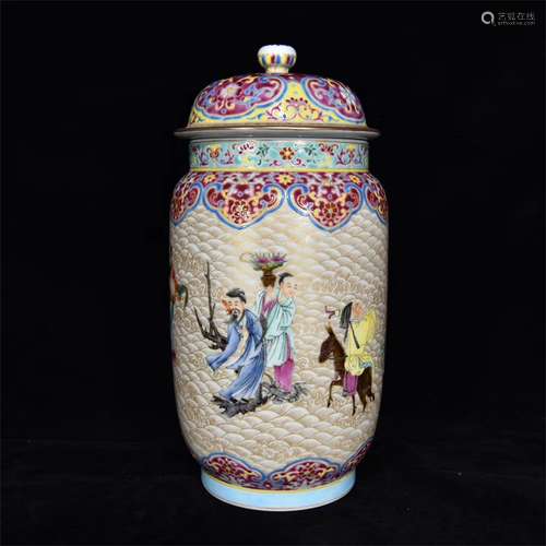 A Chinese Famille-Rose Porcelain Jar with Cover