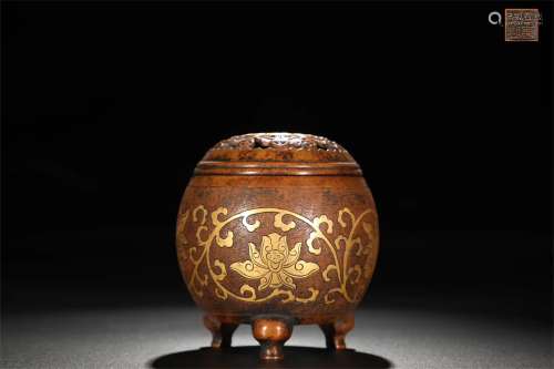 A Chinese Gilt Bronze Incense Burner