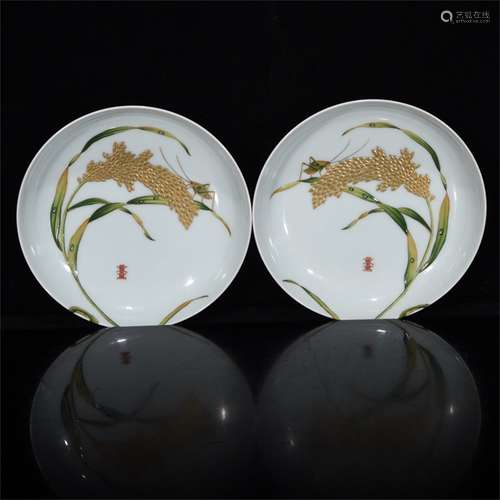 A Pair of Chinese Famille-Rose Porcelain Plates