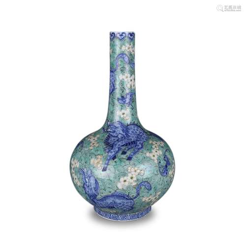 A Chinese San-Cai Glazed Blue and White Porcelain Vase