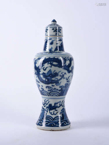 A BLUE AND WHITE MEIPING AND COVER, 16TH CENTURY