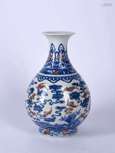 A BLUE AND WHITE COPPER RED YUHU, QIANLONG PERIOD