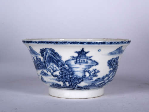 A BLUE AND WHITE LANDSCAPE BOWL, 19TH CENTURY