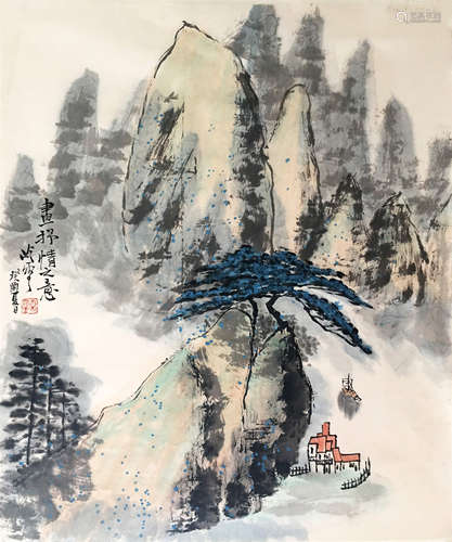 近代  秦岭云  山水