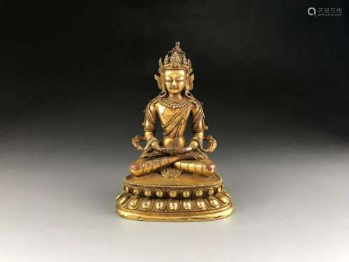 Qing dynasty golden bronze Buddha