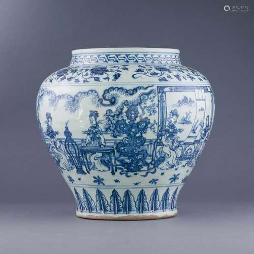 MING BLUE AND WHITE IMMORTAL JAR