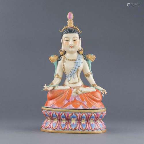 QIANLONG FAMILLE ROSE PORCELAIN BUDDHA