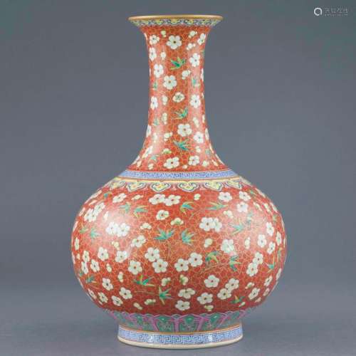 SHENDETANG MARK RUBY RED FLORAL REWARD VASE