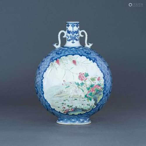 QIANLONG FAMILLE ROSE OPEN FACE MOON VASE