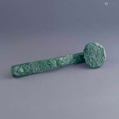 GREEN JADE RUYI SCEPTER, QIANLONG MARK