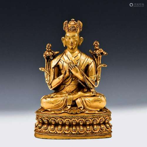 QING GILT BRONZE BUDDHA OF LAMA CHOYING DORJE