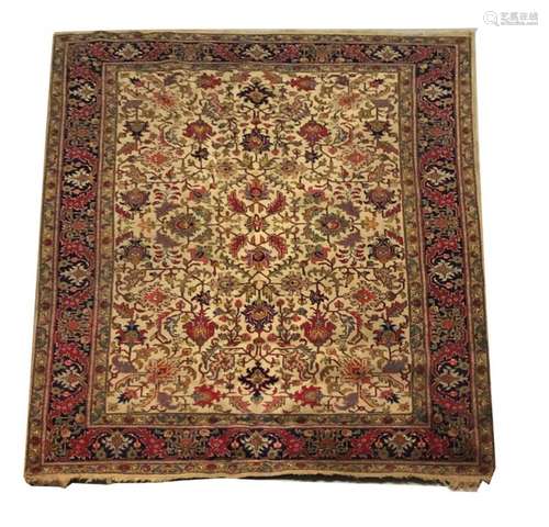 Grand TAPIS en laine, KIRMAN ?, a fond blanc parse…