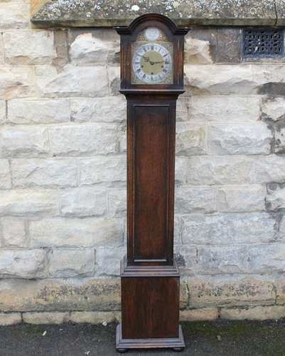 A Tempus Fugit Grandmother clock, silvered face with Roman dial, approx 180 cms