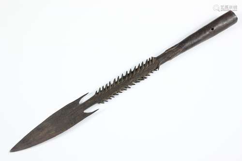 Masai Lion spearhead; the barbed spearhead approx 30 cms long