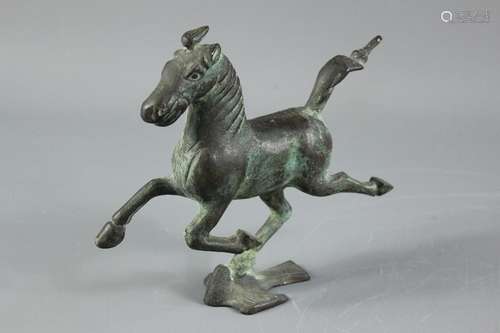 A Chinese bronze of a leaping horse, approx 18