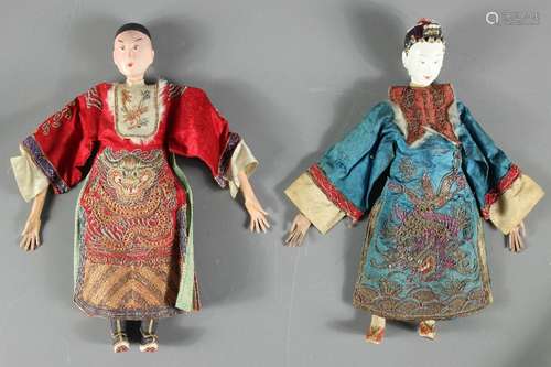 Two antique Asian dolls,Two antique Asian dolls