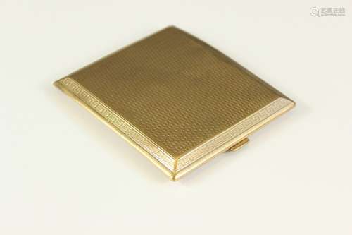 A 9ct Gold Cigarette Case, London hallmark dated 1926, mm P & F LTd, approx 100 x 85mm, approx 130 gms, the cigarette case having an engine-turned finish and engraved 'A