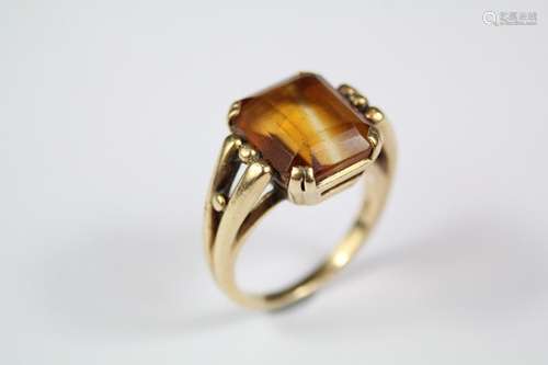 14ct yellow gold Citrine ring, the stone approx 12 x 10mm, size J+, approx 5