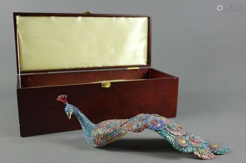 Butler & Wilson Peacock Accessory, approx 34 cms l, set with colourful crystals and two clasp pins