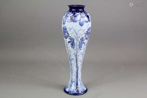 A Late 19th Century Florian Ware MacIntyre Blue and White Vase, approx 30 cms h, incised signature WM des, Jas MacIntyre stamp to base nr Rd No 326468