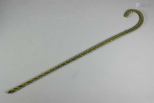 Venetian twisted glass walking stick, with a monogram A, approx 90 cms in l