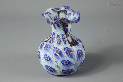 A Blue Murano 'End of Day' Vase, approx 10 cms