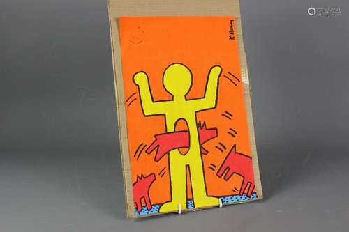 The Estate of Keith Haring, pop art painting on paper, signed K