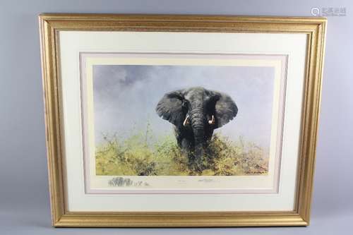 David Shepherd Wildlife Artist CBE, OBE, FGRA limited edition print, entitled 'Old Charlie', nr 679/850, signed in the margin, publishers blind stamp for Solomon Whitehead, approx 63 x 46 cms, framed and glazed