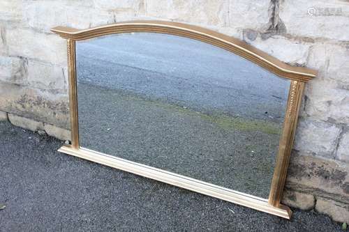 A gold painted overmantle mirror, approx 124 x 77 cms together with a contemporary mirror approx 72 x 103 cms