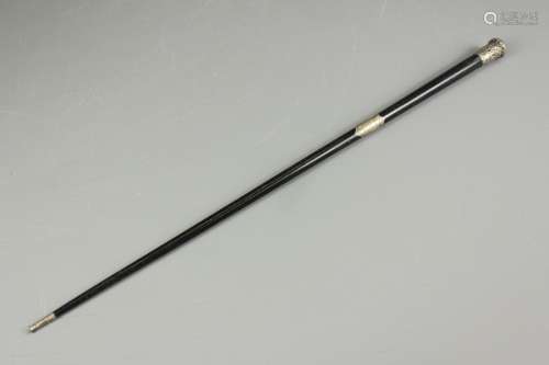 A silver and ebony conductor's baton, London hallmark, dated 1866, silver plaque reads: To Rev