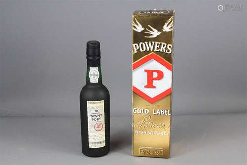 Powers Gold Label Irish Whiskey, together with a 10 years old Tawny Port