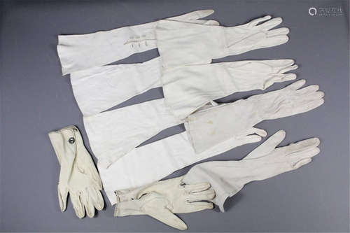 Vintage gloves, including white kids leather, white leather gloves, brown leather gloves