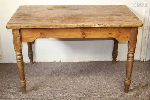 Farmhouse Pine Kitchen Table, with single drawer, approx 128 x 79 x 77 cms