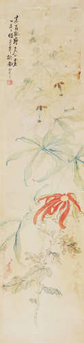 伍德彝 花卉 绢本 立轴