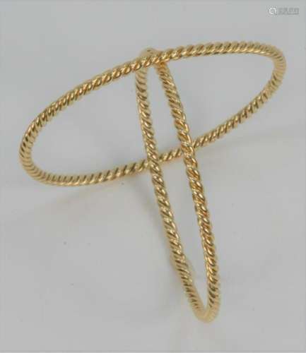 Pair of 18 Karat Gold Bangle Bracelets, twist design,