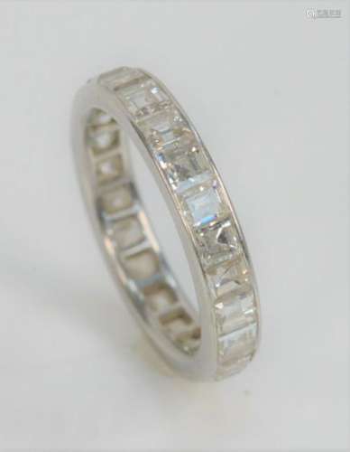 Platinum and Diamond Channel Set Ring, with square