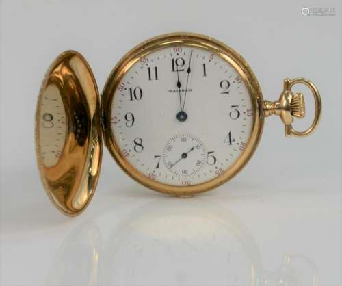 Waltham 14 Karat Gold Closed Face Pocket Watch, with