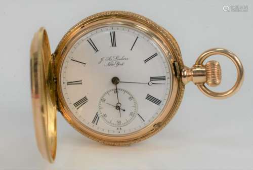 J.A. Linherr 14 Karat Closed Face Watch, dial and works