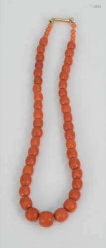 Red Coral Necklace, having gold clasp and faceted