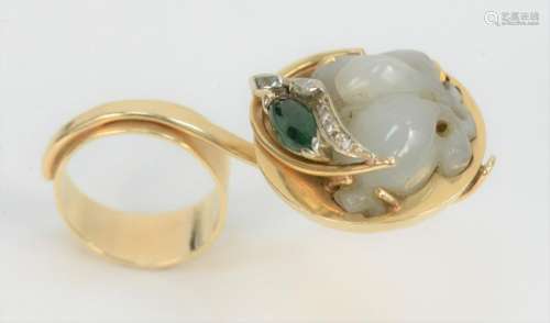 14 Karat Gold Designer Ring, having large round gold