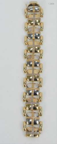 14 Karat Gold Bracelet, with large pillow style design.