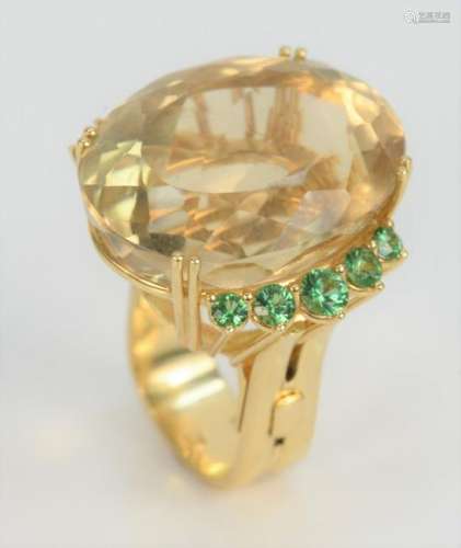 18 Karat Gold Cocktail Ring, with large oval stone