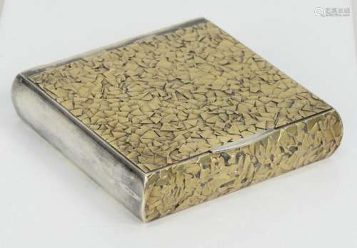 Silver and 18 Karat Gold Hinged Covered Box, mounted