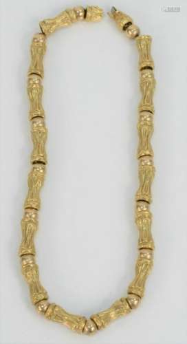 18 Karat Gold Necklace, made up of elongated and ball