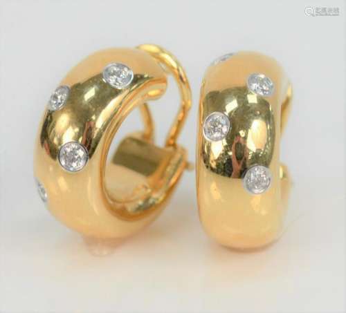 Pair of Tiffany and Company 18 Karat Gold and Diamond