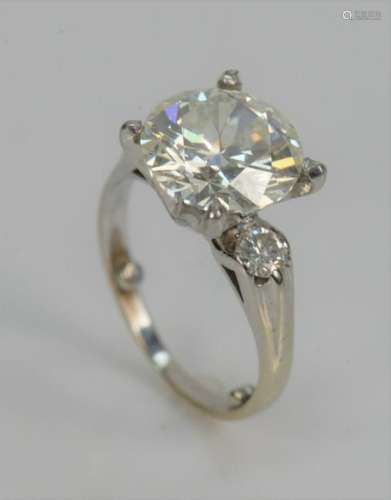 Platinum and Diamond Ring Set, with 3.8 carat center