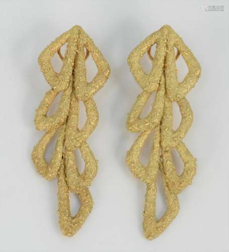 Pair of 18 Karat Gold Clip on Earrings, marked with