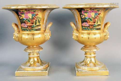 Pair of Large Berlin Porcelain Urns, 19th century, each