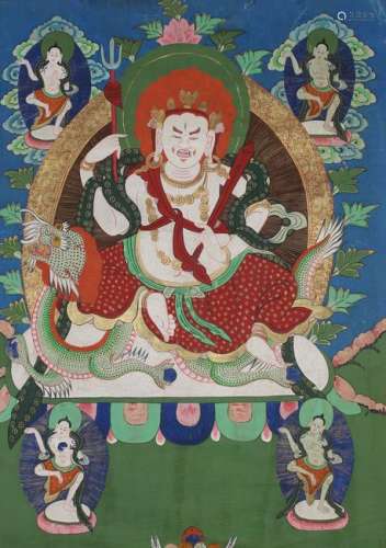 A Tibetan Mulit-buddha Religious Fortune Thangka